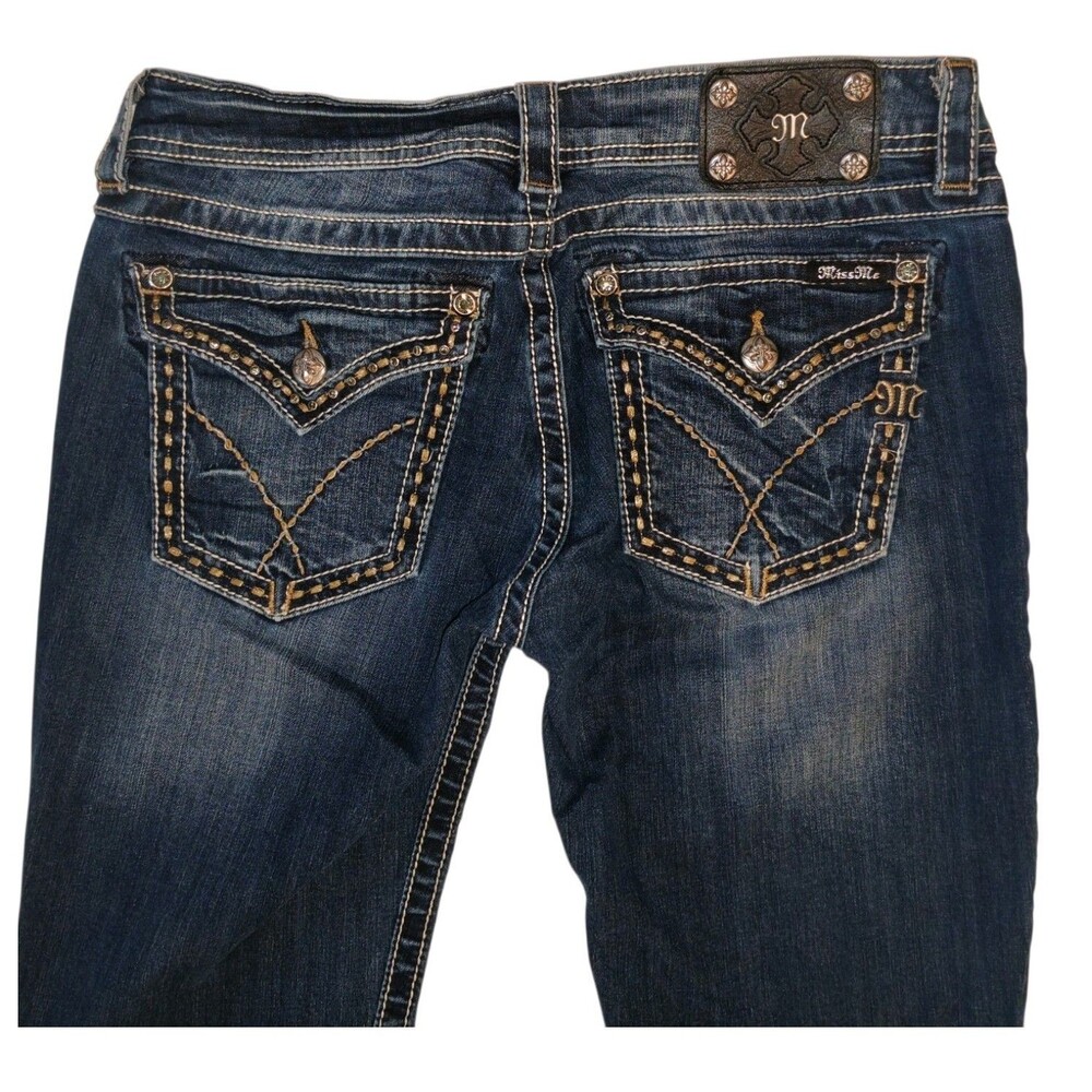 MISS ME Women's Jeans 31 W Signature Rise Bootcut Embellished flap pockets
